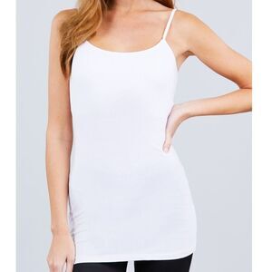 Basic Layering Tank Camisole Longer Length White Size Medium